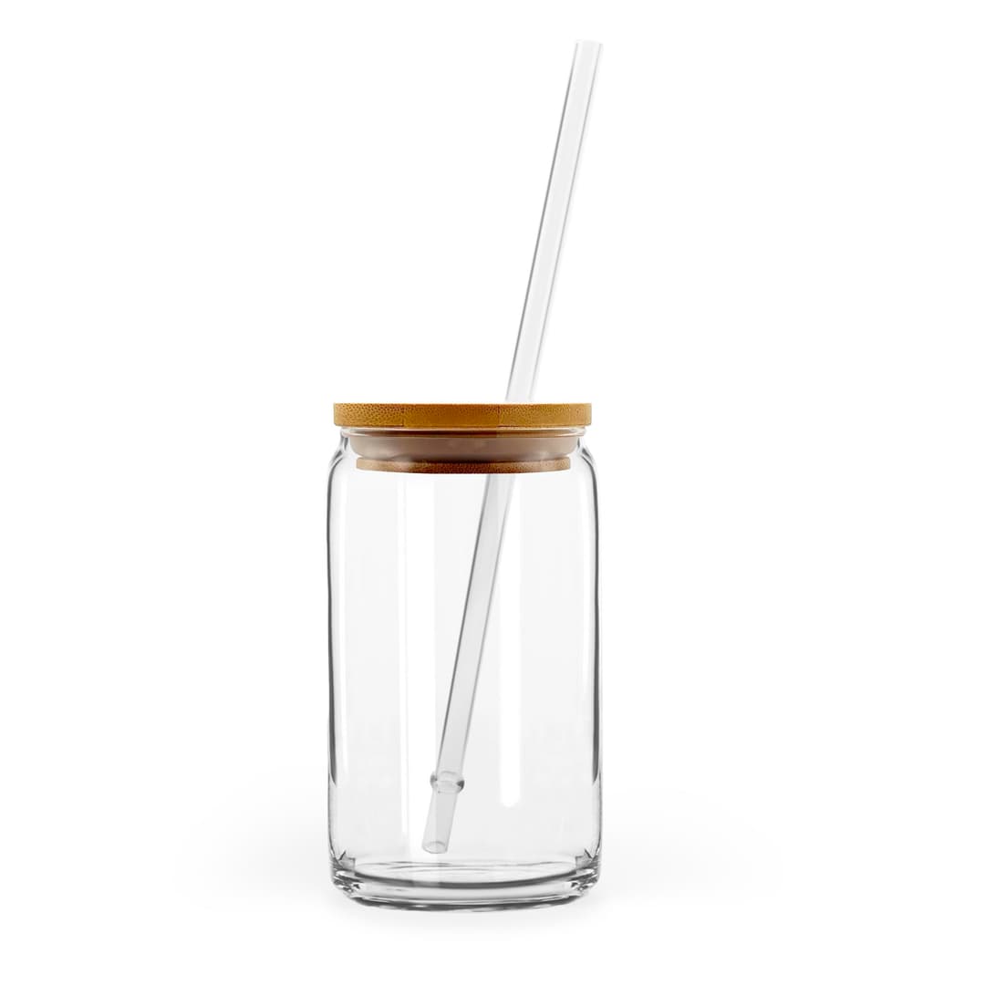 16oz Glass Can with Bamboo Lid & Straw (EU, UK)