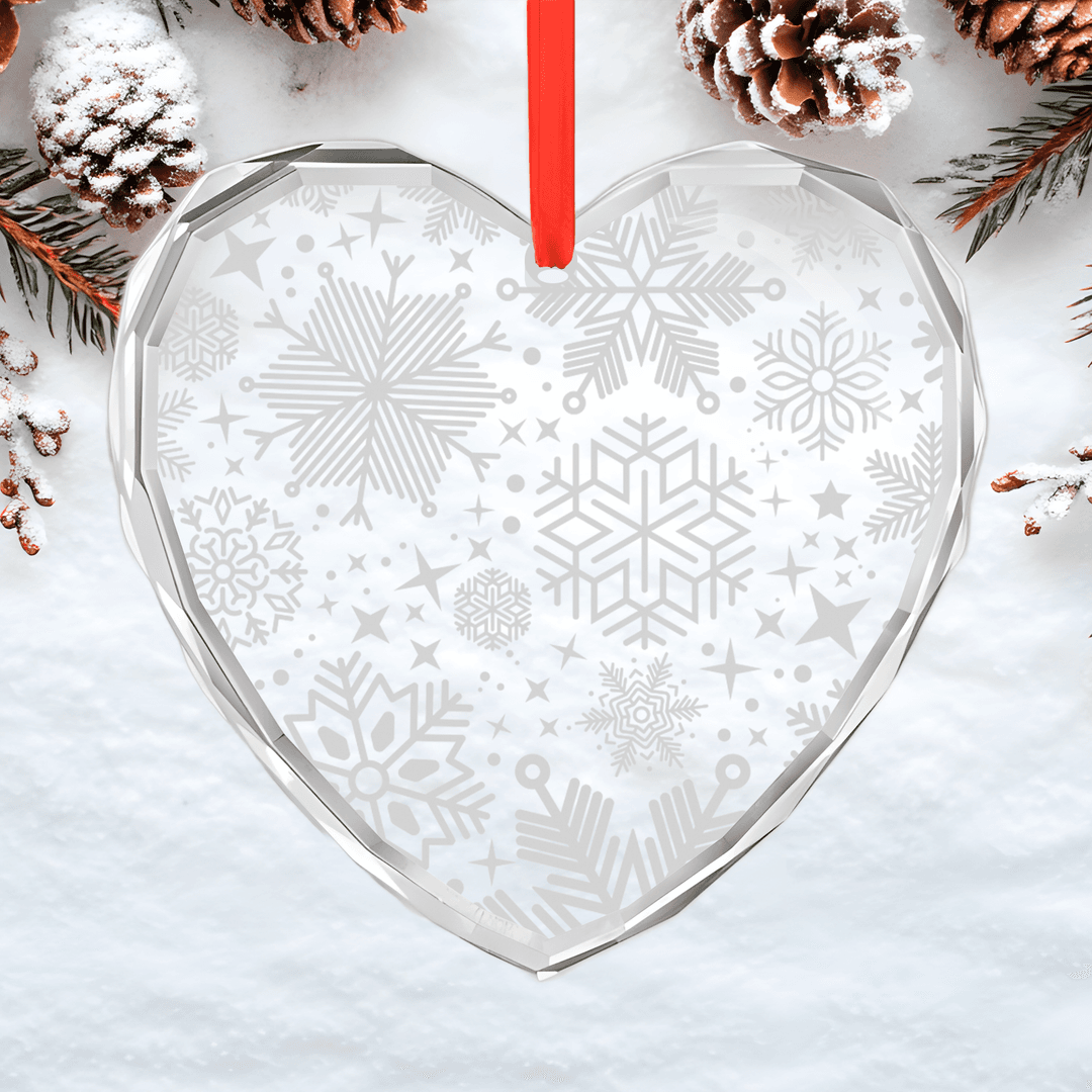 Engraved Glass Heart Ornament